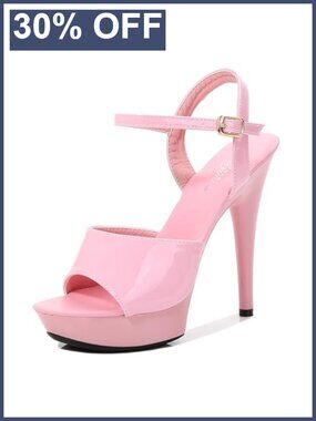Women's Patent Platform High Heels Ankle Strap Peep Toe Slingback Stiletto